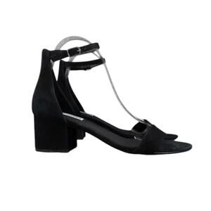 Steve Madden Shoes Womens 8 Sandal Dressy Block Heel Leather Black Ankle Strap